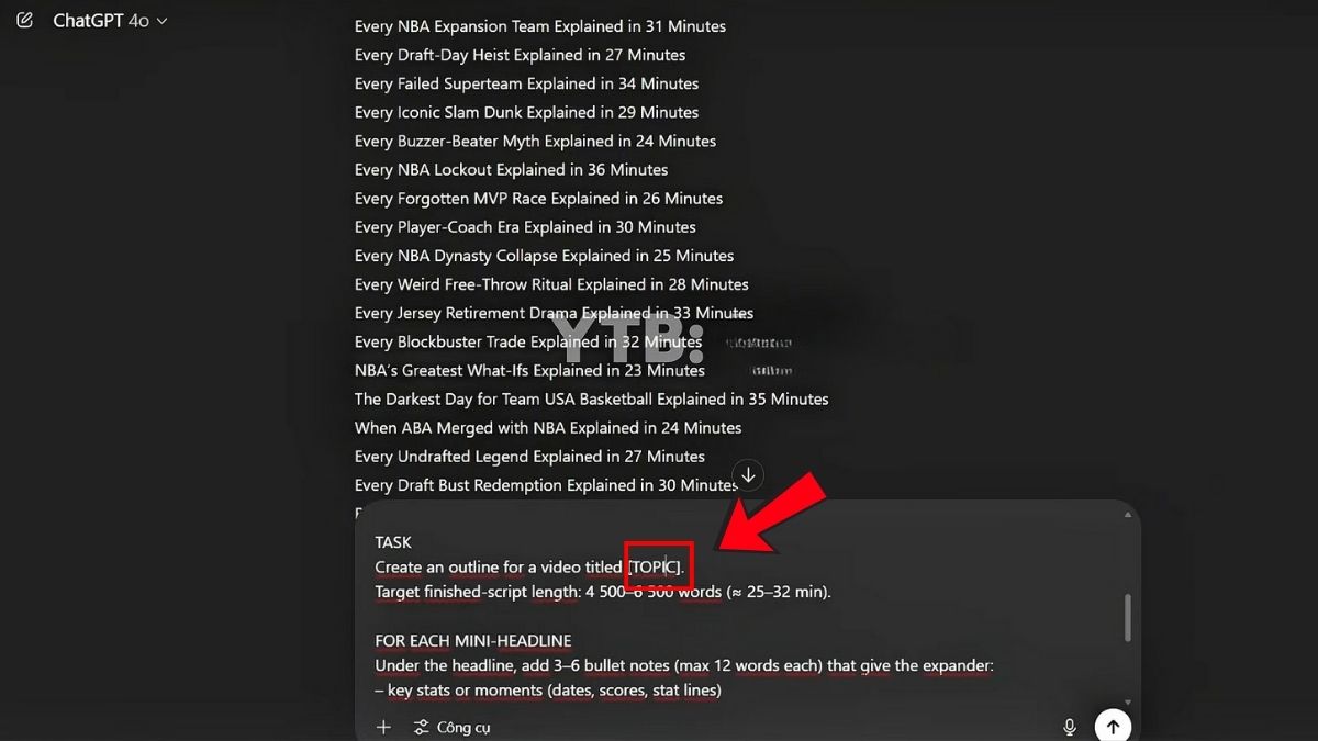 Hướng Dẫn Cách Làm YouTube View Ngoại Không Lộ Mặt Ngách Bóng Rổ Bằng AI- Tạo kịch bản bước 2.2
