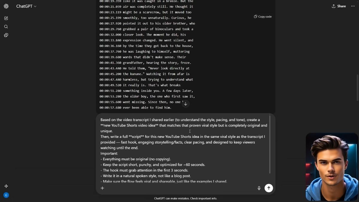 Cách Làm Youtube View Ngoại Ngách Kinh Dị Bằng AI- Xây dựng kịch bản bước 2