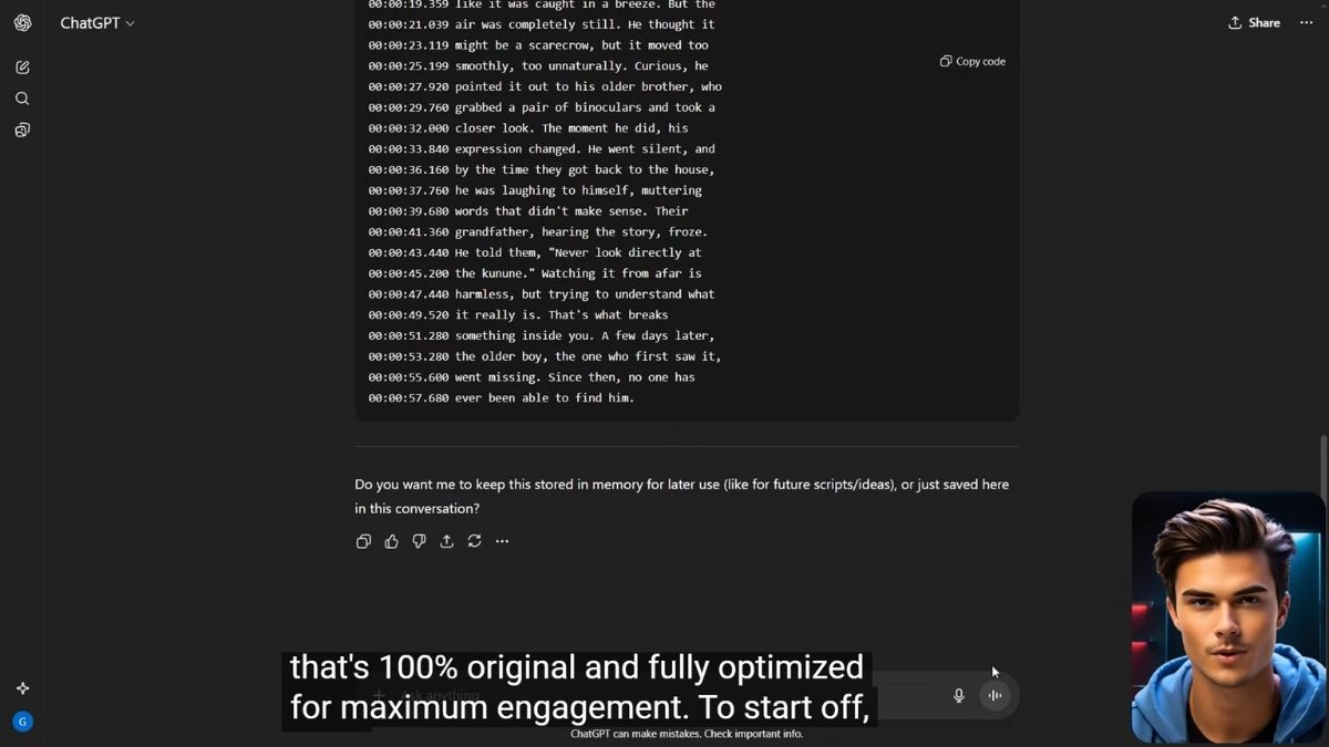 Cách Làm Youtube View Ngoại Ngách Kinh Dị Bằng AI- Xây dựng kịch bản bước 1.2
