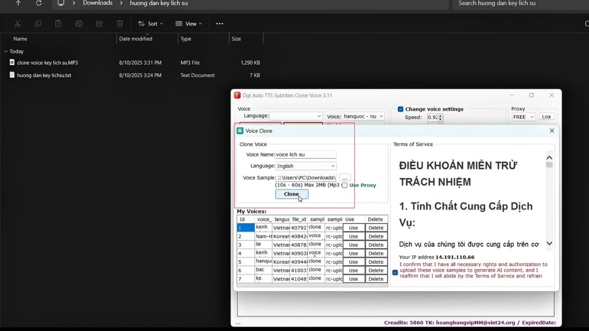 Hướng Dẫn Cách Làm Youtube Kiếm Tiền View Ngoại Không Lộ Mặt Ngách Lịch Sử Bằng AI- Tạo giọng đọc cách 2 bước 3.2