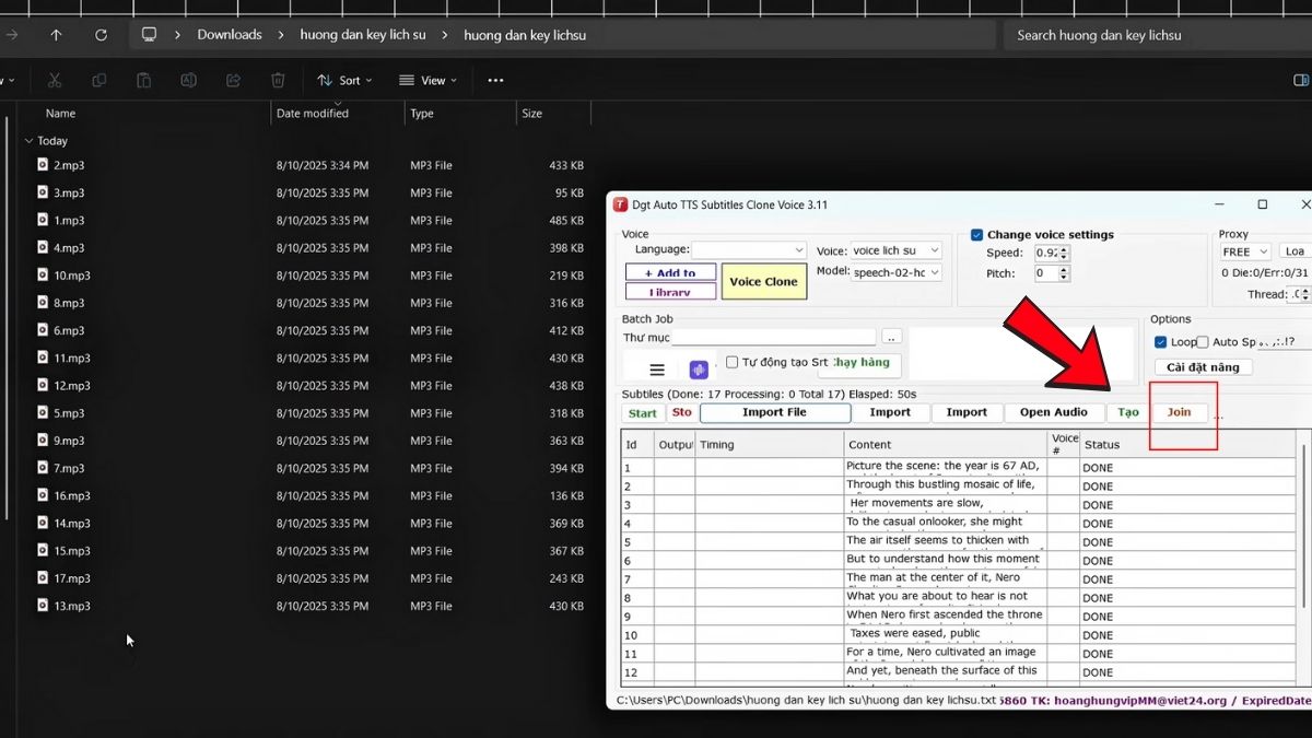 Hướng Dẫn Cách Làm Youtube Kiếm Tiền View Ngoại Không Lộ Mặt Ngách Lịch Sử Bằng AI- Tạo giọng đọc cách 2 bước 3.3
