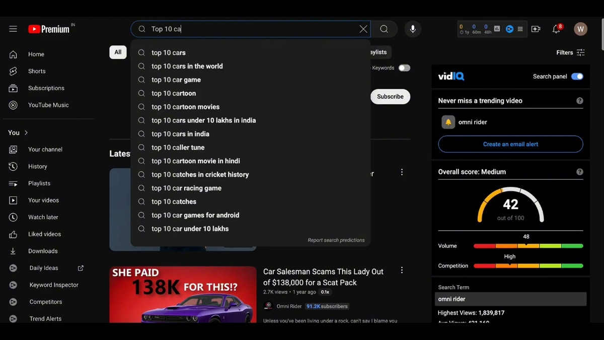 Quy Trình Làm Youtube View Ngoại Ngách Review Xe Bằng AI- Tìm kiếm chủ đề bước 2