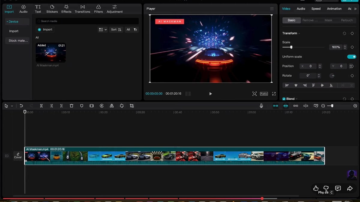 Quy Trình Làm Youtube View Ngoại Ngách Review Xe Bằng AI- Chỉnh sửa video bước 1