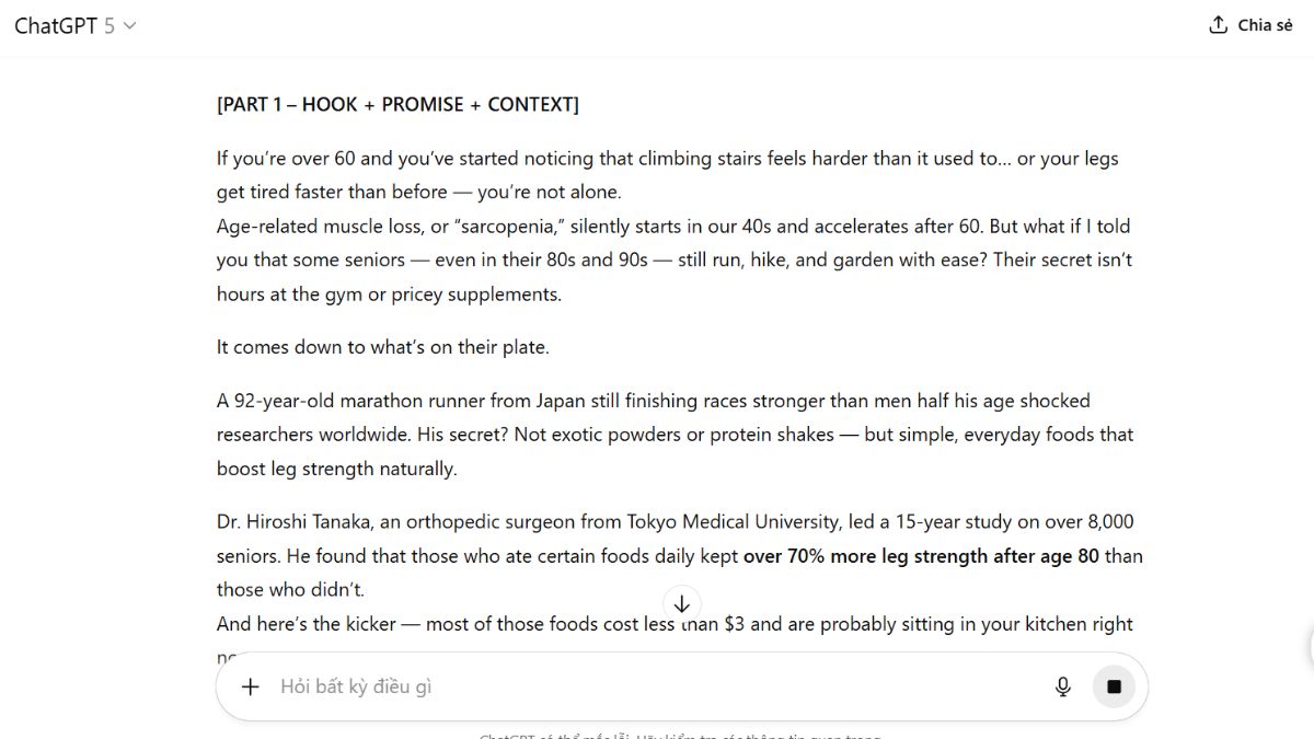 Hướng Dẫn Cách Làm Youtube View Ngoại Ngách Sức Khỏe Bằng AI- Tạo kịch bản mới bước 4.1