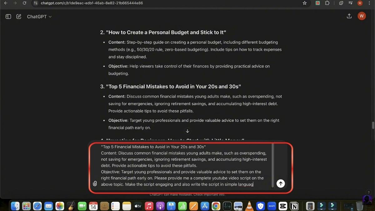 Các Bước Làm Youtube View Ngoại Ngách Tài Chính Bằng AI- Tạo kịch bản bước 2.1