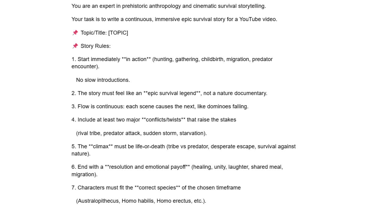 Cách Làm Youtube View Ngoại Ngách Tiền Sử Bằng AI- Tạo kịch bản bước 1