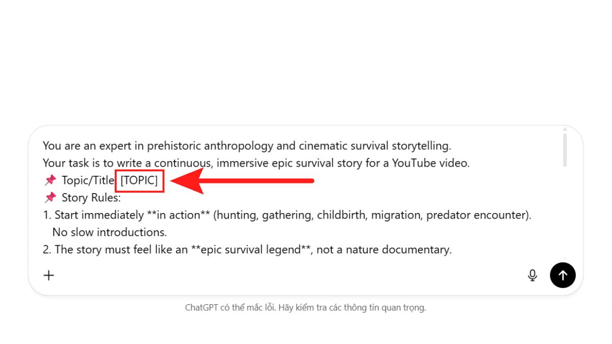 Cách Làm Youtube View Ngoại Ngách Tiền Sử Bằng AI- Tạo kịch bản bước 2