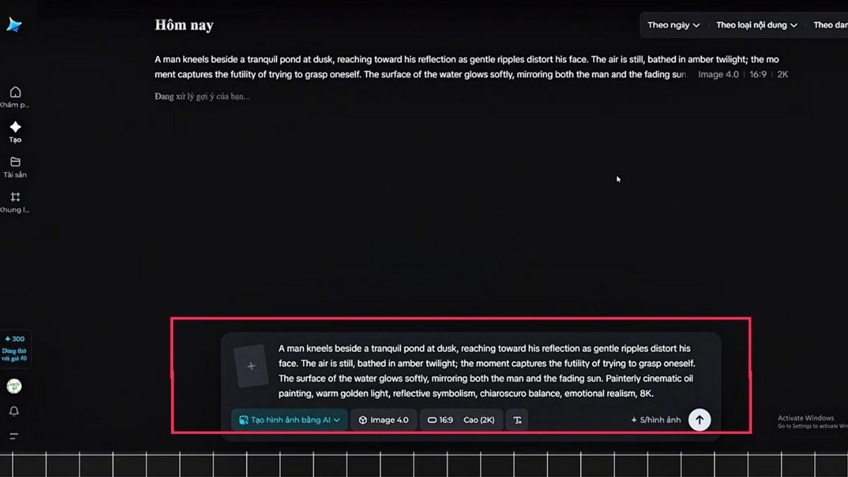 Hướng Dẫn Cách Làm YouTube Kiếm Tiền View Ngoại Không Lộ Mặt Ngách Triết Lý Bằng AI- Tạo hình ảnh bước 2
