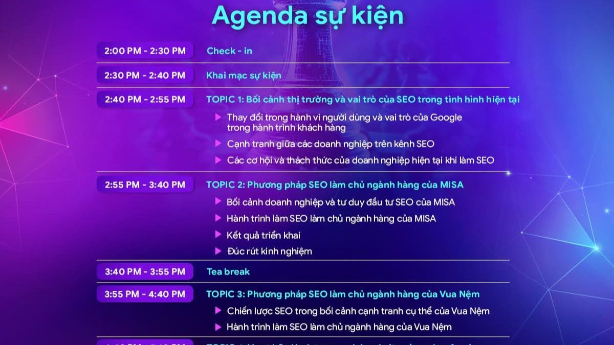 Thành Phần Cốt Lõi Của Một Landing Page Sự Kiện Chuẩn- Agenda/Timeline