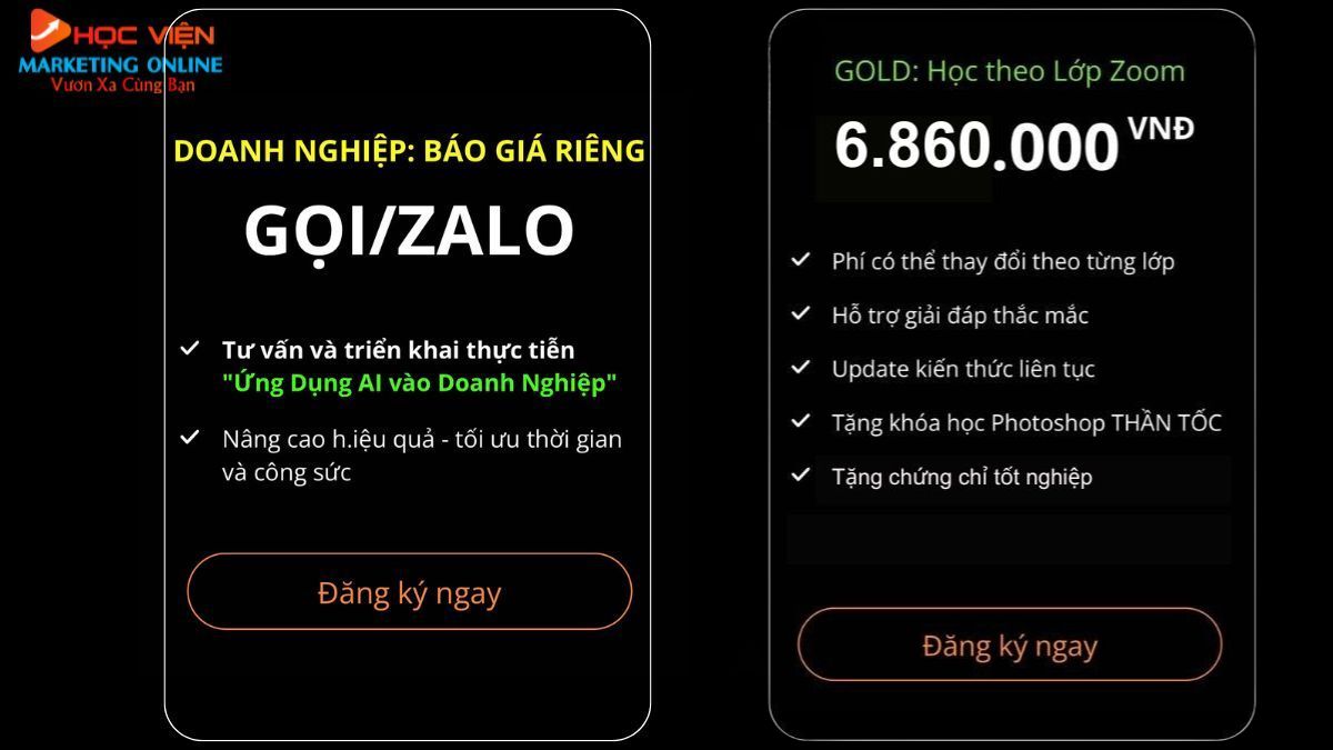Chi phí lớp Đào Tạo AI HVMO