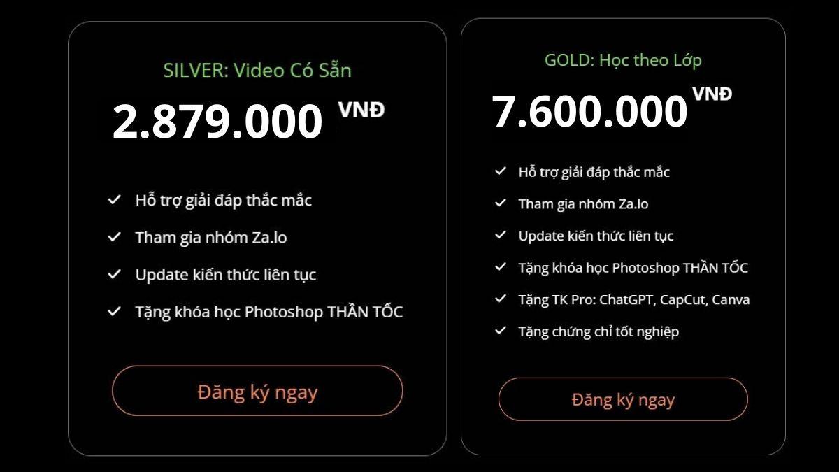 Bảng giá khóa học xây kênh bằng AI