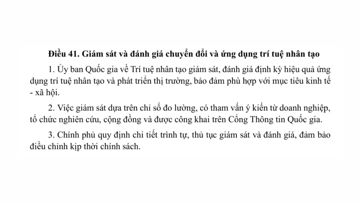 Chương IV. Ứng Dụng Và Chuyển Đổi Số Dựa Trên Trí Tuệ Nhân Tạo Cho Phát Triển Kinh Tế – Xã Hội- Điều 41
