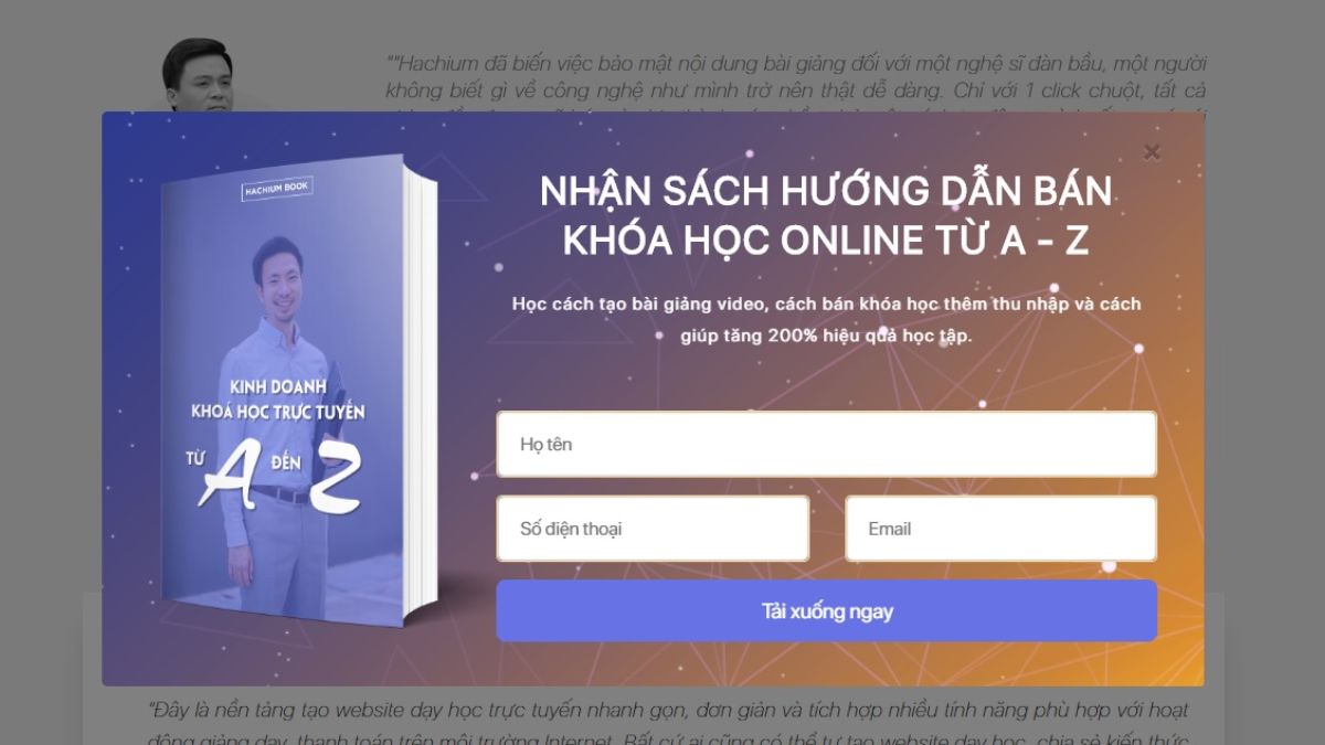 Lưu Ý Khi Thiết Kế Landing Page- Mẫu đăng ký