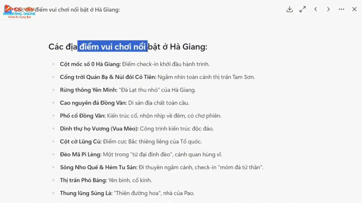 Hướng dẫn cách sử dụng Manus AI lên lịch trình du lịch và tìm kiếm địa điểm bước 3