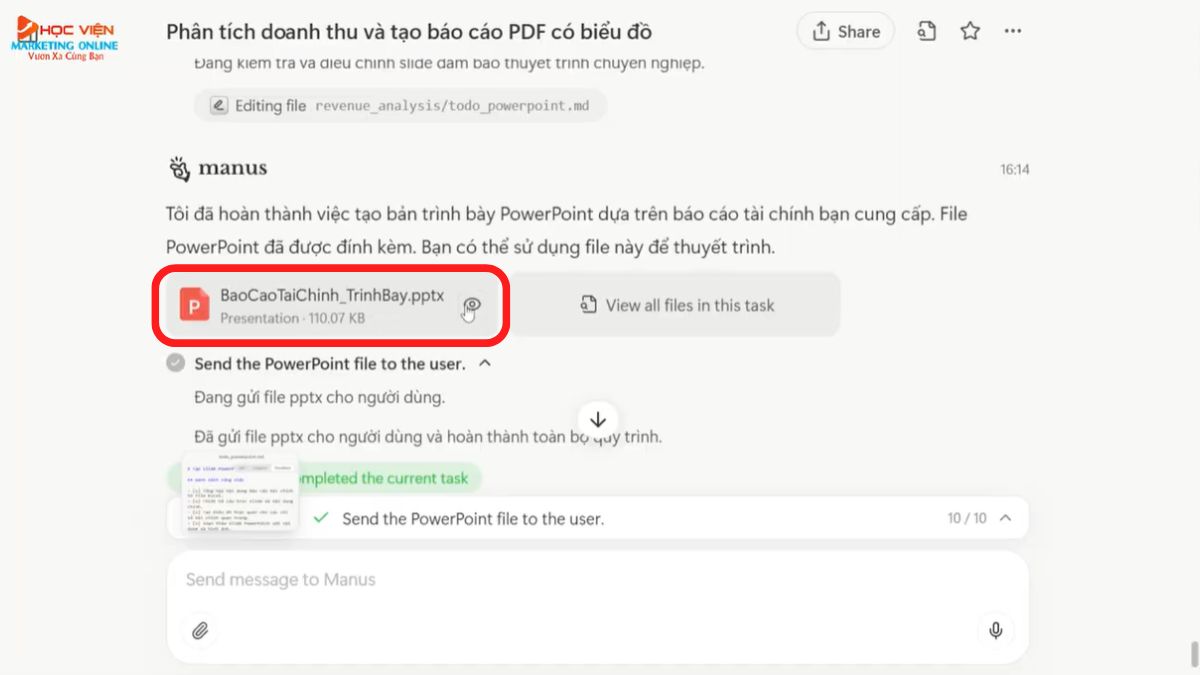 Hướng dẫn cách sử dụng Manus AI tạo bài thuyết trình PowerPoint bước 5