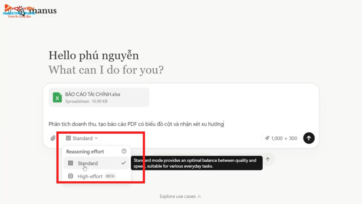 Hướng dẫn cách sử dụng Manus AI đọc hiểu và phân tích dữ kiệu tài chính từ Excel bước 3