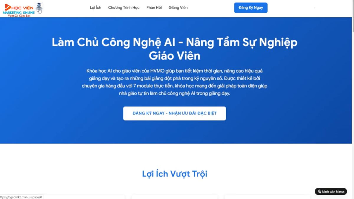 Hướng dẫn cách sử dụng Manus AI tạo landing page từ nội dung website bước 3.5