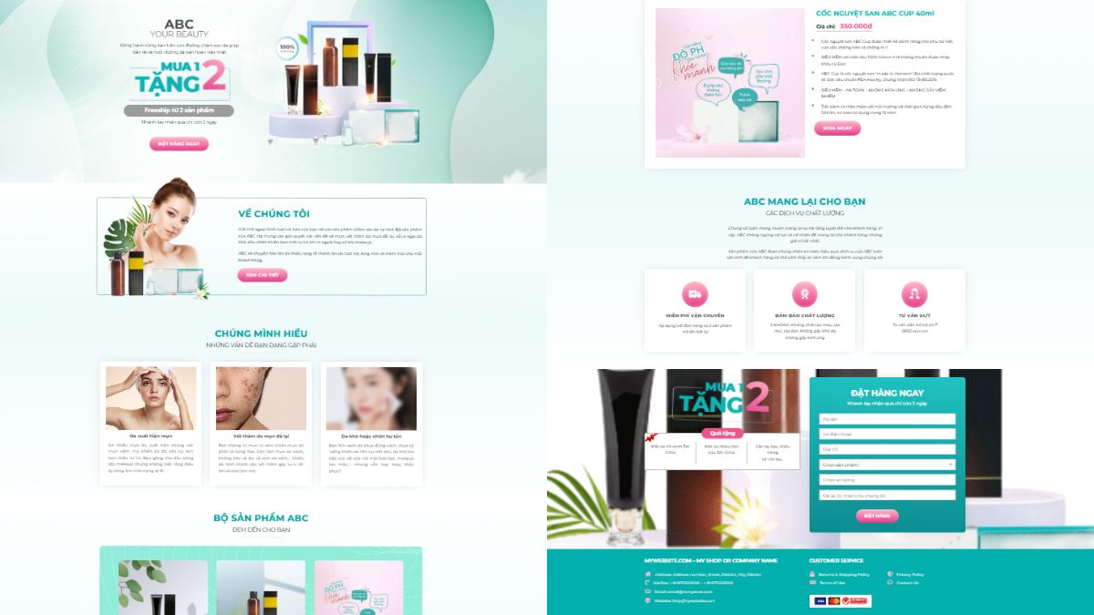 Mẫu 1 Landing Page Cho Ngành Mỹ Phẩm