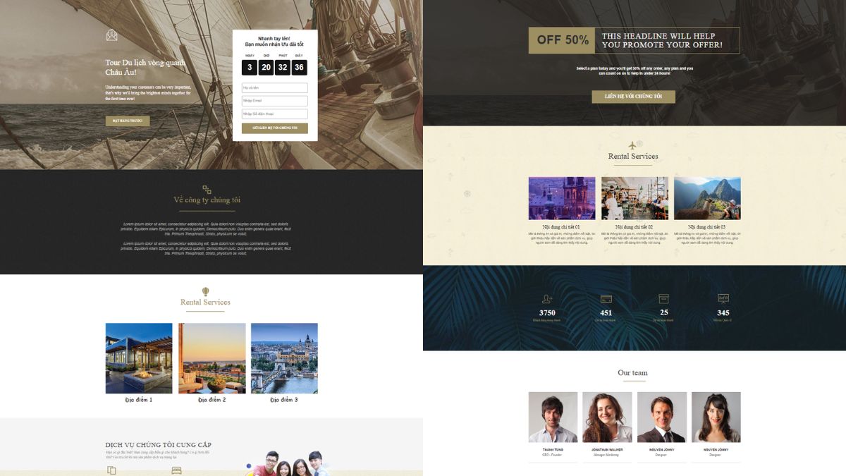 Mẫu 2 Landing Page Tour Du Lịch Trọn Gói Nhiều Ngày
