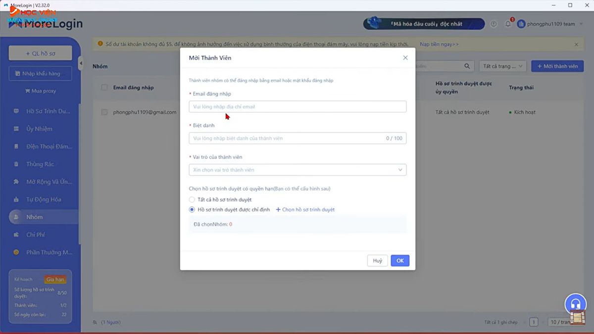 Cách sử dụng MoreLogin với tính năng nhóm