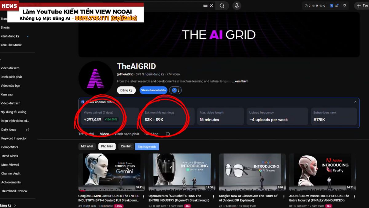 Ngách Chủ Đề Làm Youtube View Ngoại Không Lộ Mặt Bằng AI- Ví dụ Ngách tin tức công nghệ và AI