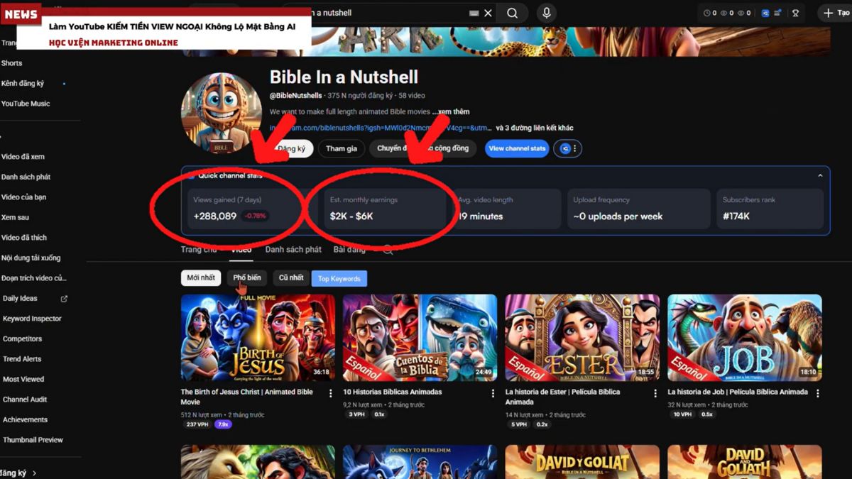 Ngách Chủ Đề Làm Youtube View Ngoại Không Lộ Mặt Bằng AI- Ví dụ Ngách kể chuyện kinh thánh