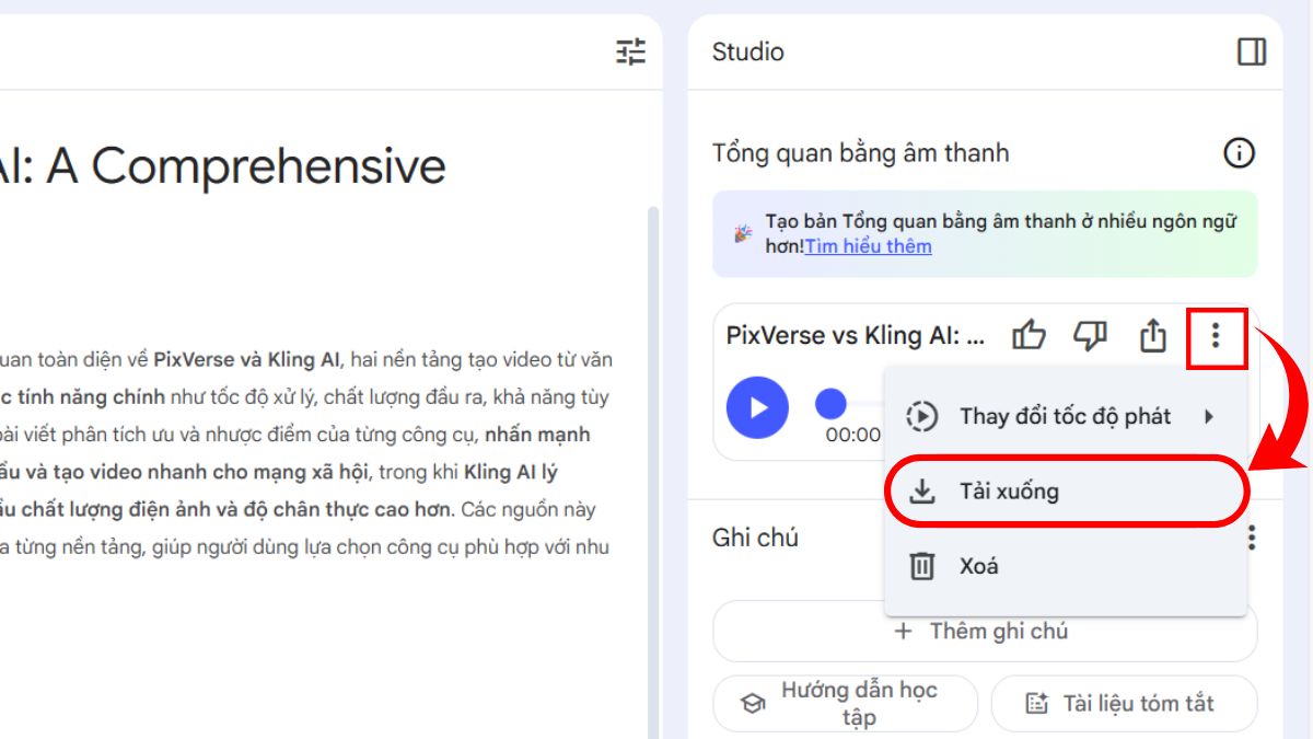 Hướng dẫn cách sử dụng một số tính năng mới trên NotebookLM- Tạo tổng quan bằng âm thanh bước 4