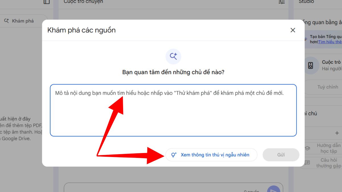 Hướng dẫn cách sử dụng một số tính năng mới trên NotebookLM- Discover Sources bước 3