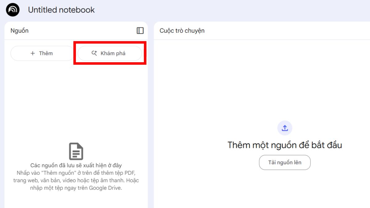 Hướng dẫn cách sử dụng một số tính năng mới trên NotebookLM- Discover Sources bước 2