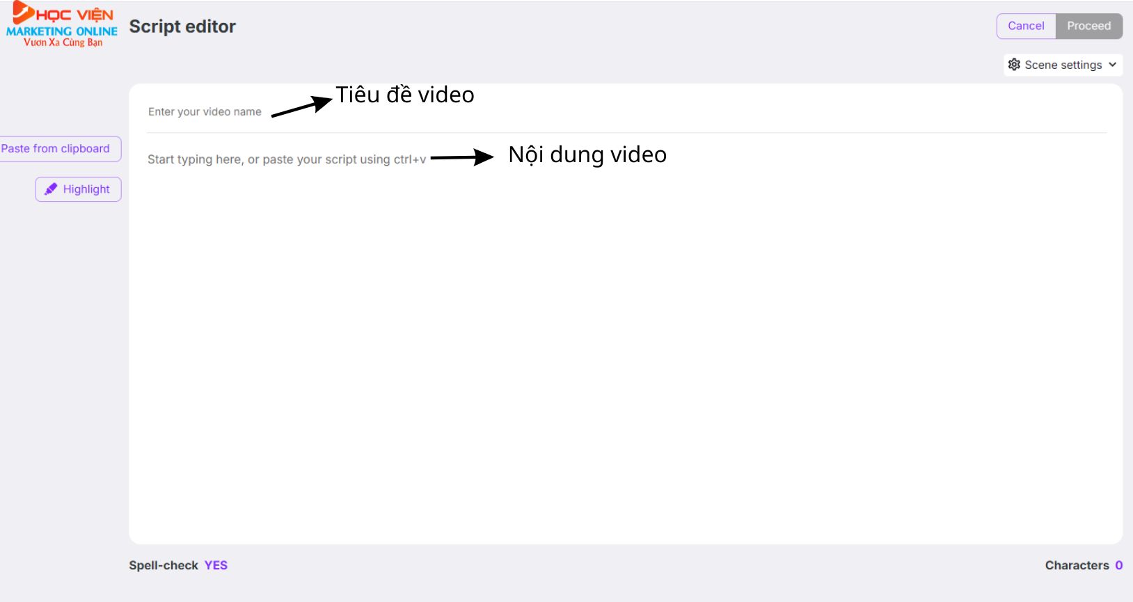 Hướng dẫn sử dụng Pictory AI scrip to video bước 1