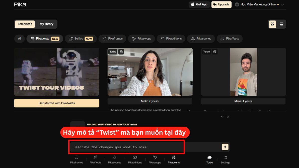 Hướng dẫn cách sử dụng tính năng PikaTwists của Pika AI bước 4