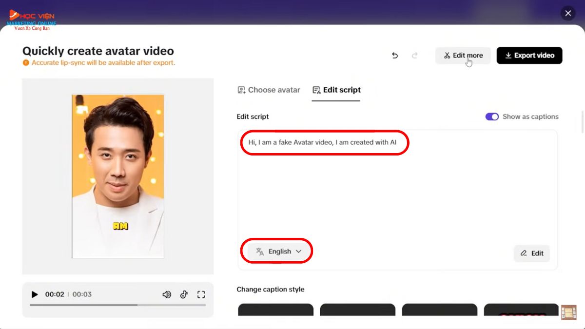 Hướng dẫn cách sử dụng Pippit AI miễn phí- Avatars and Voices photo avatar bước 6.2