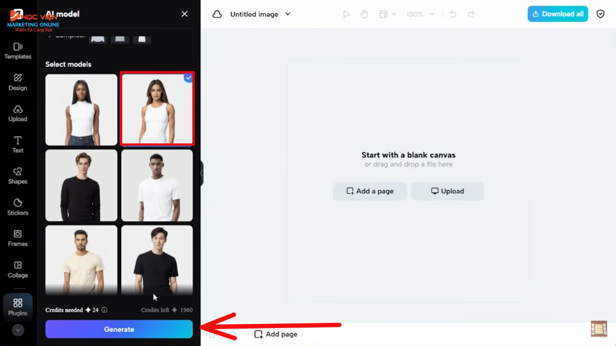 Hướng dẫn cách sử dụng Pippit AI miễn phí- Image Studio thêm quần áo vào model bước 3.1