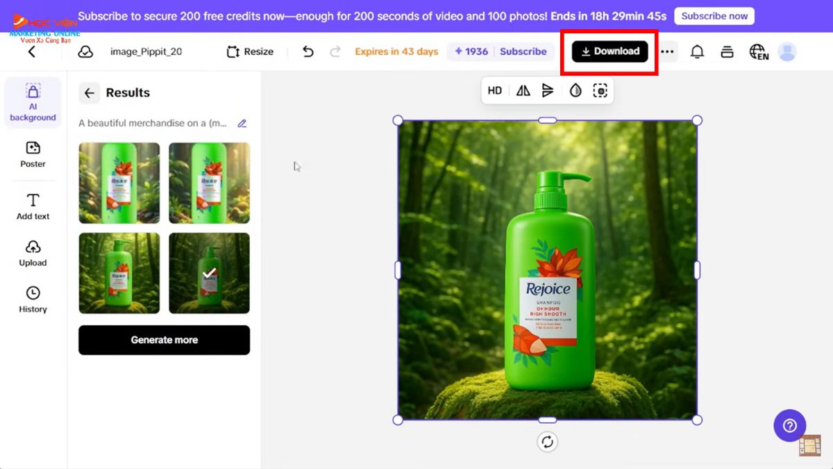 Hướng dẫn cách sử dụng Pippit AI miễn phí- Image Studio tạo ảnh sản phẩm từ phong cách có sẵn bước 6