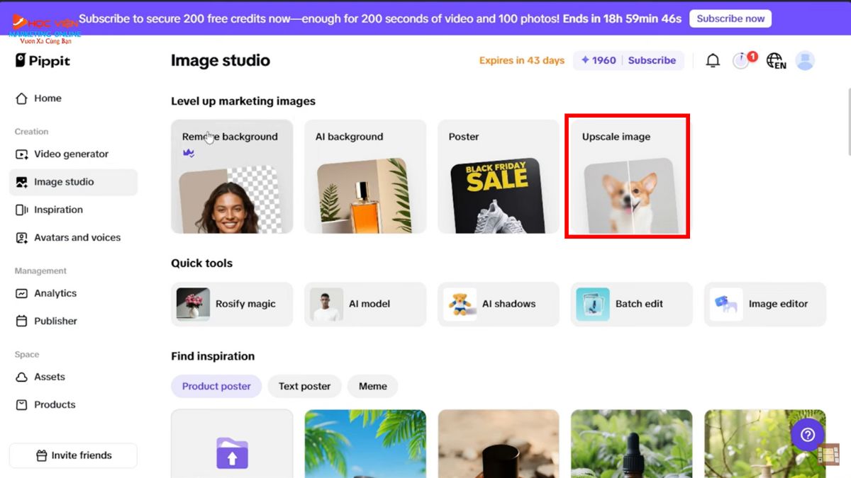 Hướng dẫn cách sử dụng Pippit AI miễn phí- Image Studio nâng cao chất lượng hình ảnh bước 1