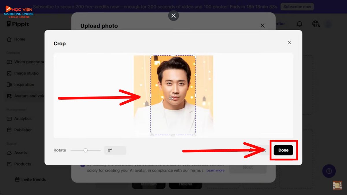 Hướng dẫn cách sử dụng Pippit AI miễn phí- Avatars and Voices photo avatar bước 2
