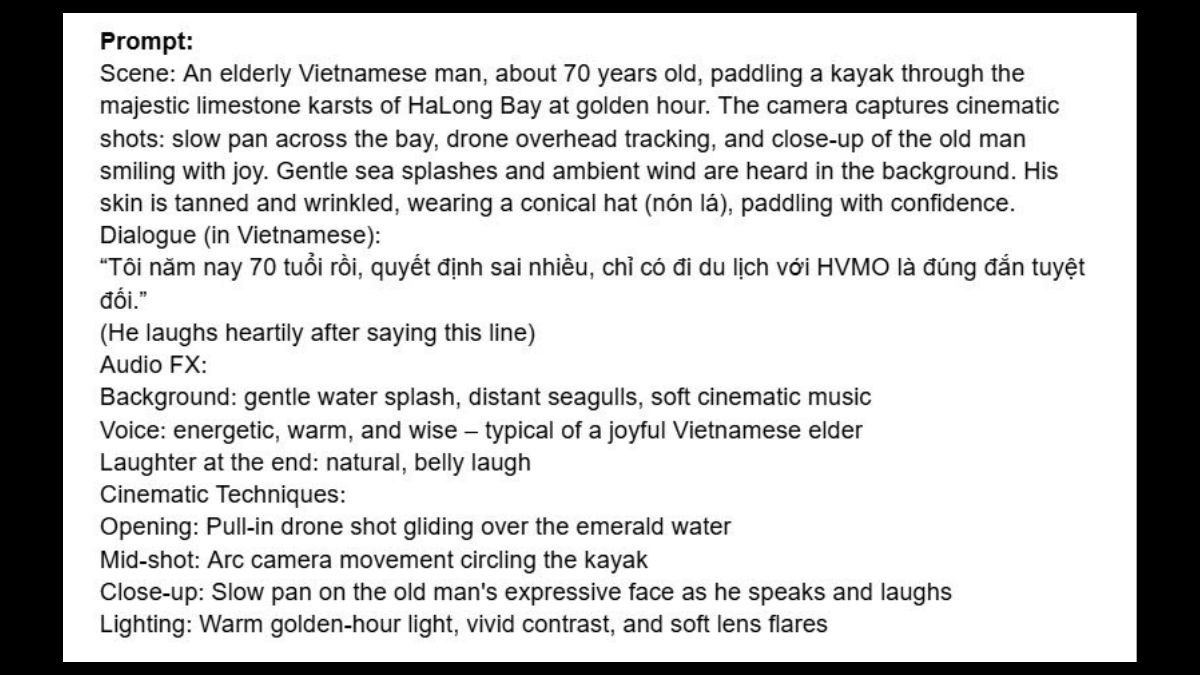 Prompt Google Veo 3 chi tiết- Mẫu 3