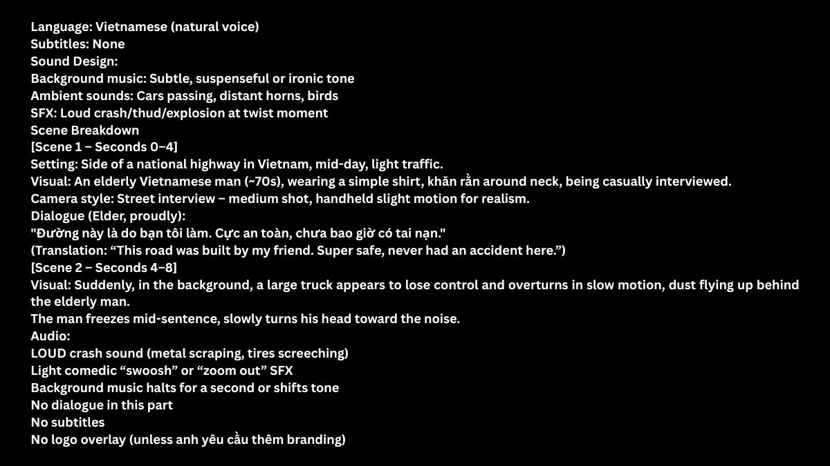 Mẫu 3 Prompt Veo 3 Hài Hước