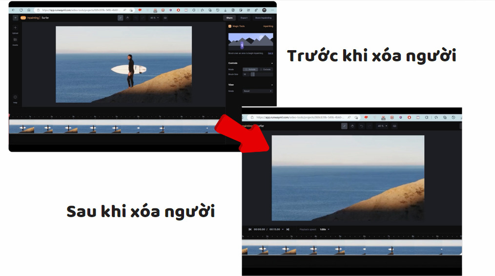 Các tính năng nổi bật của Runway AI- Xóa vật thể trong video