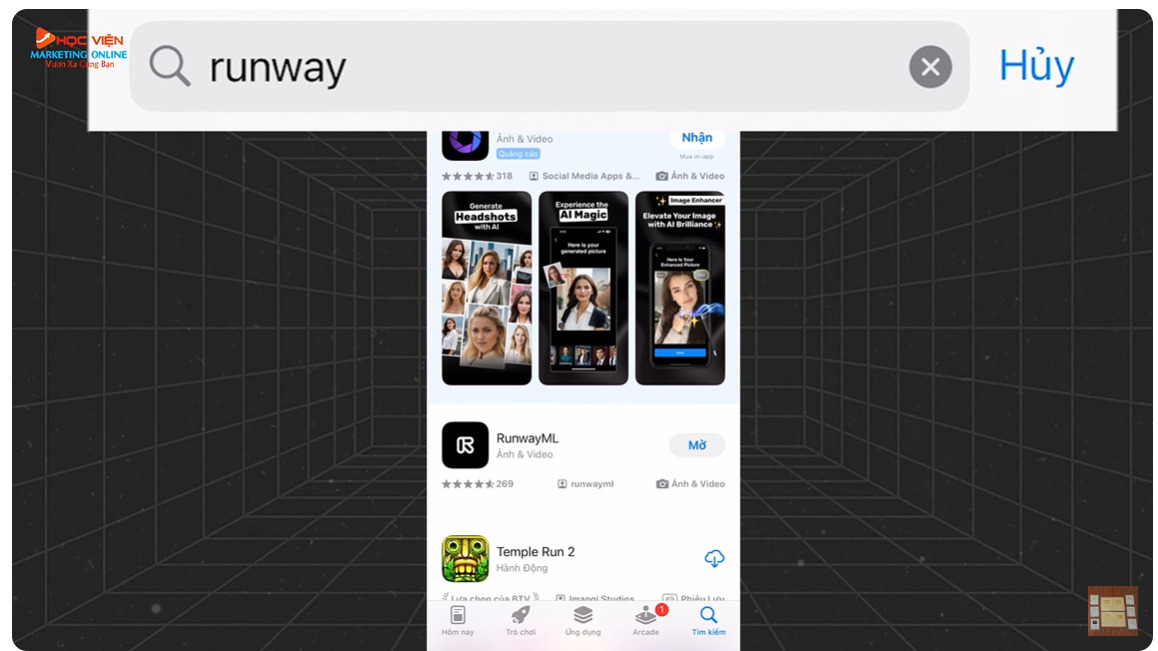 Hướng dẫn cách tải Runway AI trên điện thoại bước 1