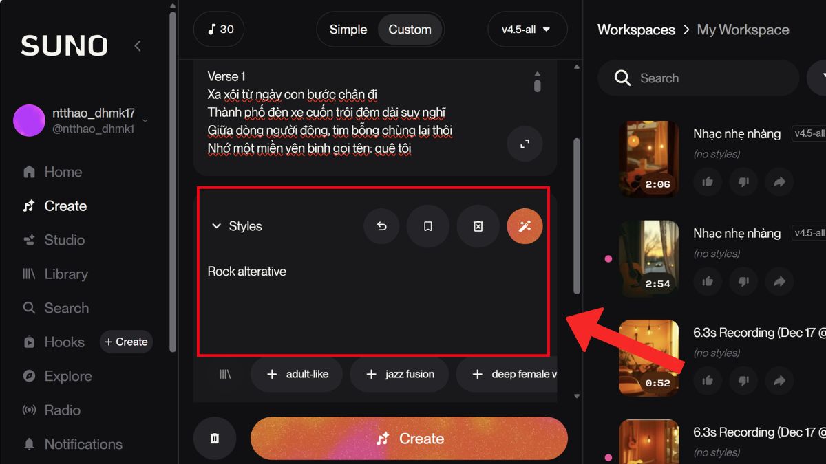 Hướng Dẫn Sáng Tác Nhạc Bằng AI bước 2.2