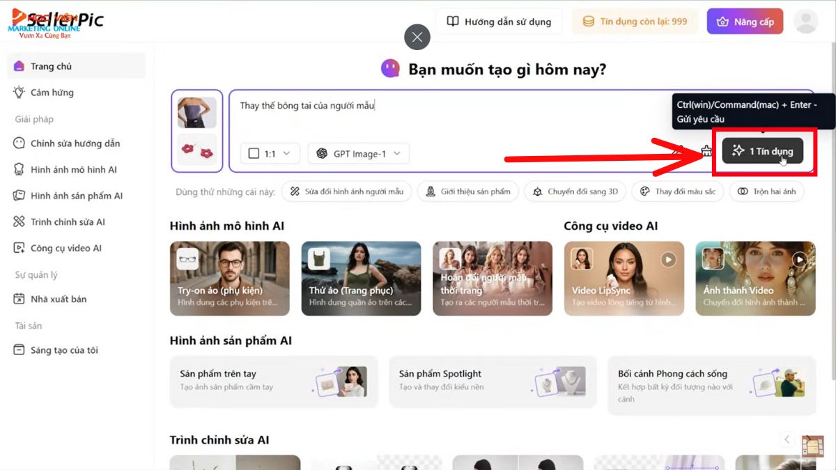 Hướng dẫn cách sử dụng SellerPic AI-Tạo ảnh AI bước 2