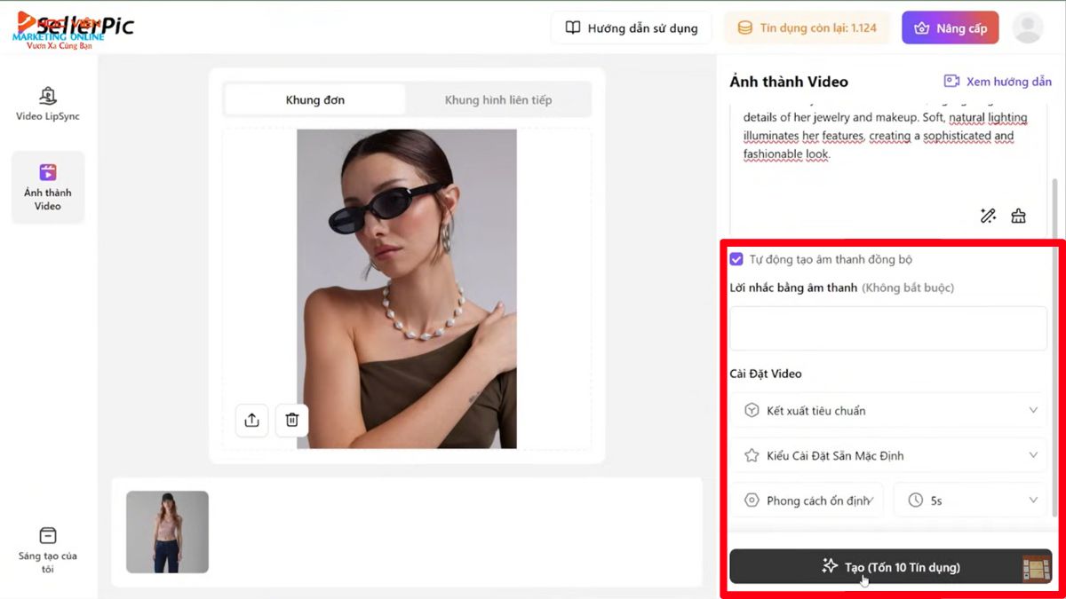Hướng dẫn cách sử dụng SellerPic AI- Hình ảnh mô hình AI- Thêm phụ kiện cho người mẫu bước 6.3