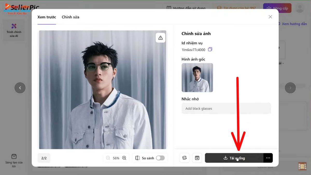 Hướng dẫn cách sử dụng SellerPic AI- Chỉnh sửa hình ảnh bước 6
