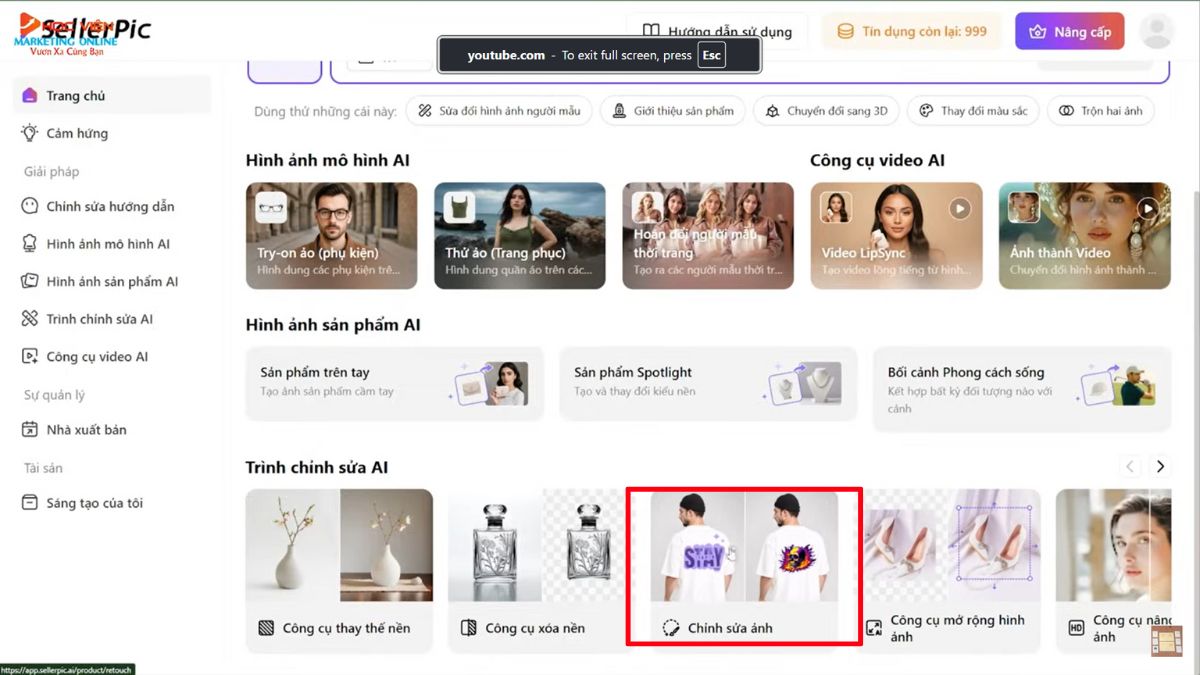 Hướng dẫn cách sử dụng SellerPic AI- Chỉnh sửa hình ảnh bước 1