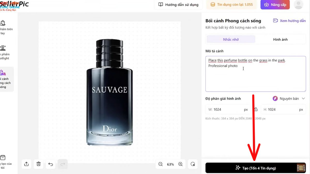 Hướng dẫn cách sử dụng SellerPic AI- Bối cảnh phong cách sống bước 3