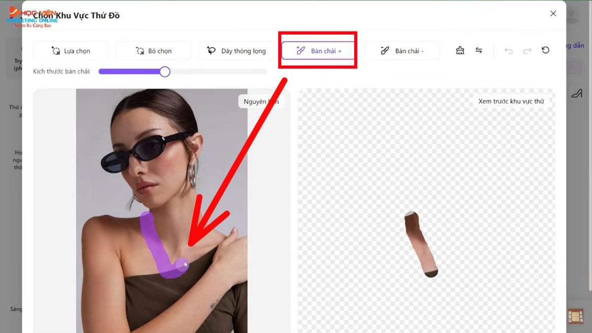 Hướng dẫn cách sử dụng SellerPic AI- Hình ảnh mô hình AI- Thêm phụ kiện cho người mẫu bước 3.1