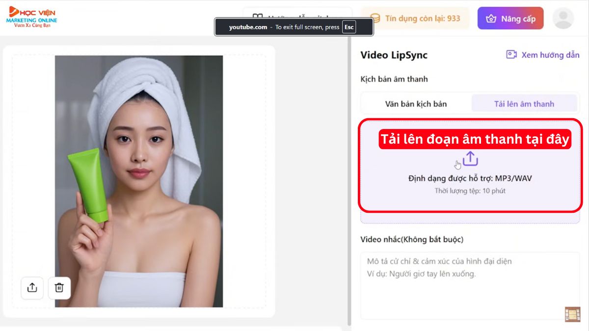 Hướng dẫn cách sử dụng SellerPic AI- Video Lipsync bước 3.2