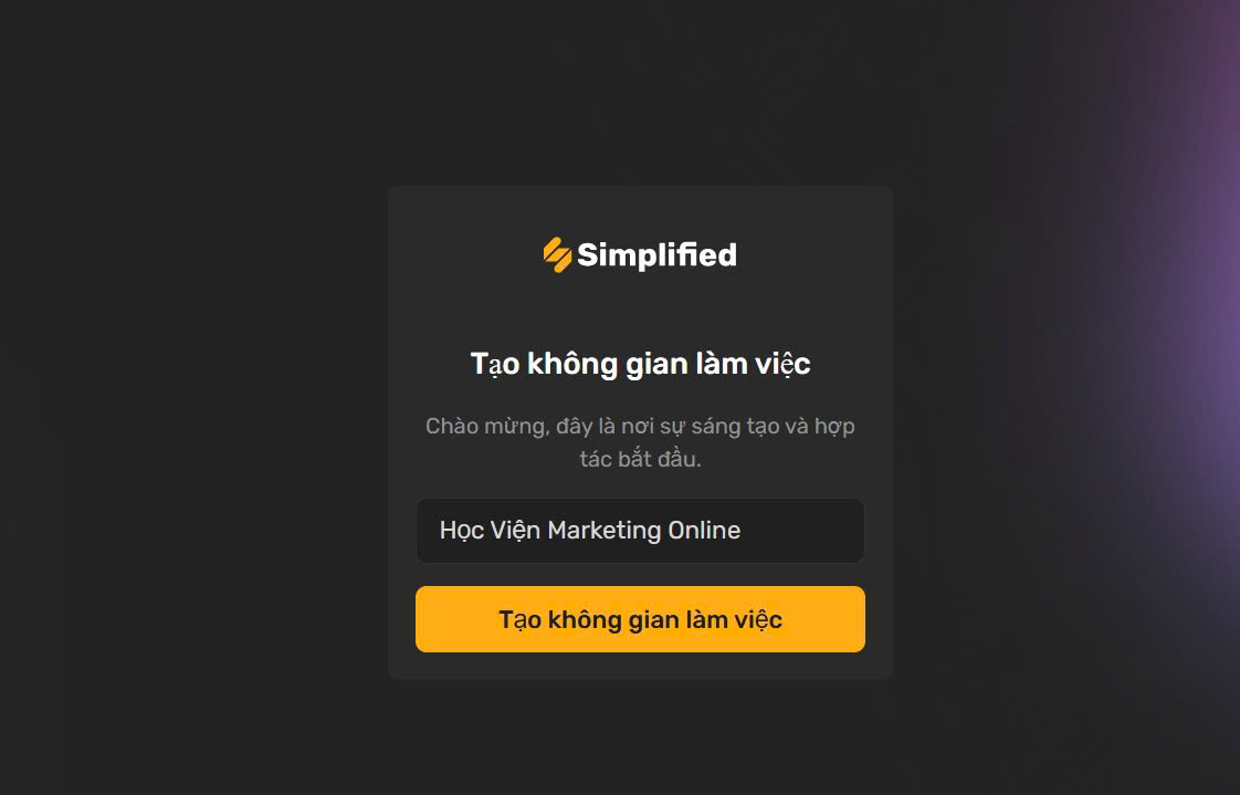 Cách tạo tài khoản Simplified AI đơn giản bước 3