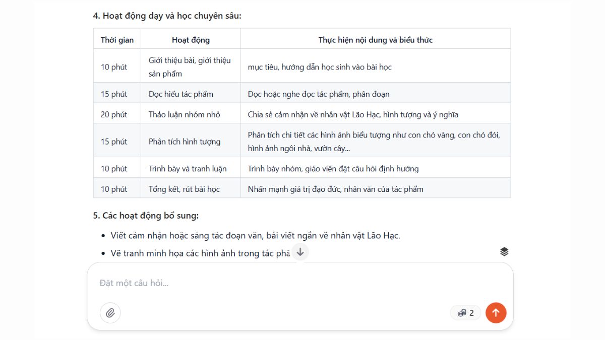 Soạn Giáo Án Bằng ChatbotX bước 5